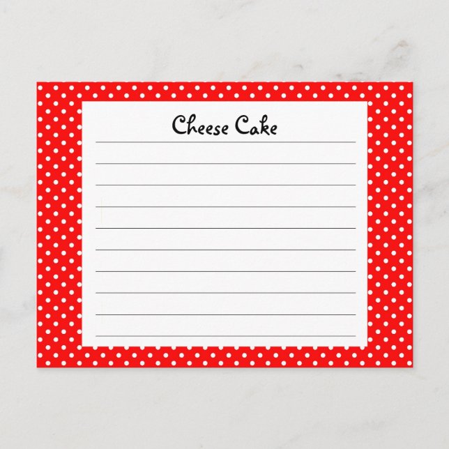 Red Polka Dot Recipe Card (Front)