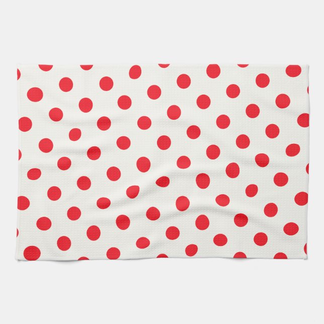 Red Polka Dot Retro Design Towel (Horizontal)