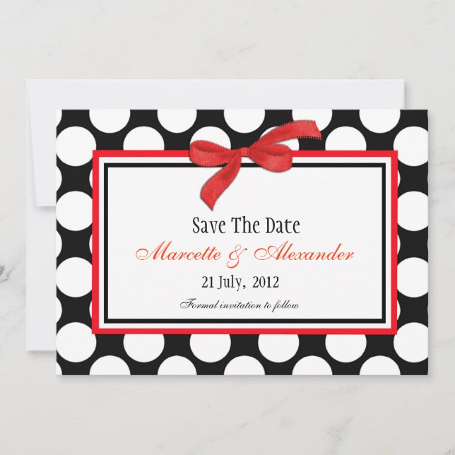 Red Polka Dot Save The Date (Front)