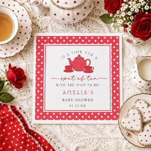 Red Polka dot Tea with the Mom-to-be Baby Shower Napkins