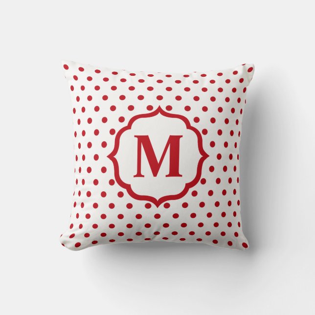 Red Polka Dot Throw Pillow (Front)