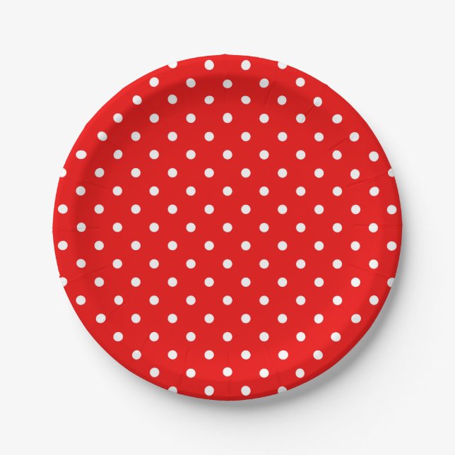 Red polka dot throw pillow paper plates (Front)