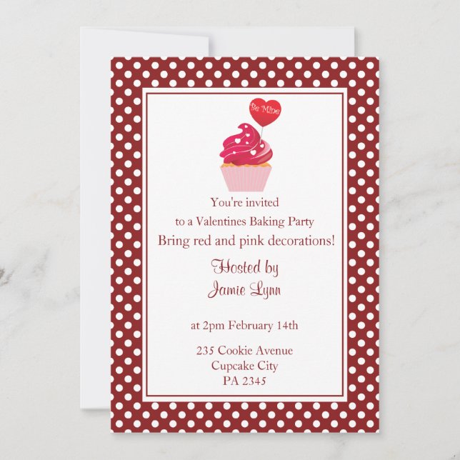 Red polka dot valentine's day party Invitation (Front)