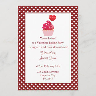 Red polka dot valentine's day party Invitation
