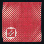 Red Polka Dot with White Monogram Bandana<br><div class="desc">Cute and bright monogram bandana design! Polka dot patterned with elegant monogram motif. A wonderful accessory for your pet! Want a different color? Click on the personalize button and click for further customization to change the background color.</div>