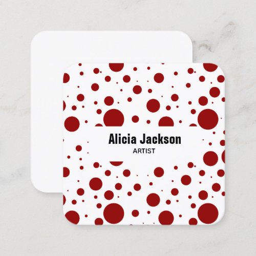 Red Polka Dots Abstract Pattern Square Business Card