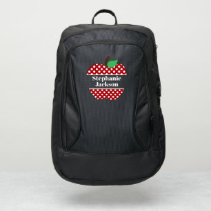 Red polka dots apple custom name teacher port authority® backpack