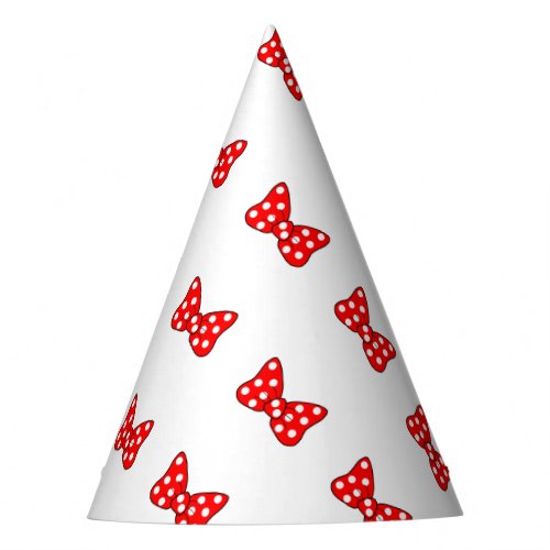 Red Polka Dots Bows on White Background Party Hat