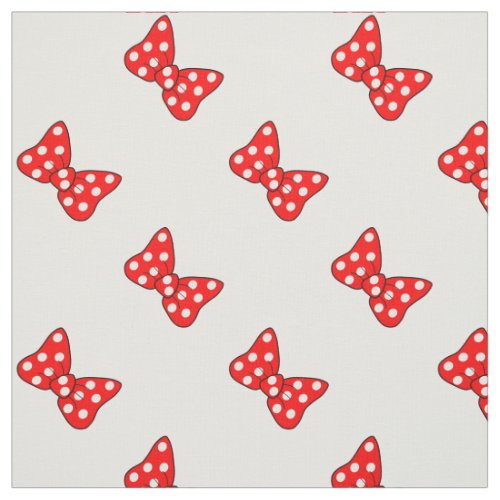 Red Polka Dots Bows on White Fabric