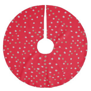 Red Polka Dots  Brushed Polyester Tree Skirt