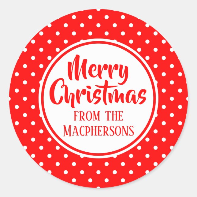 Red Polka Dots Christmas Stickers (Front)
