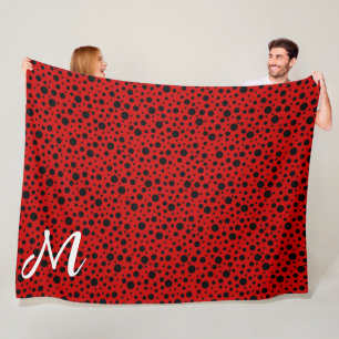 red polka dots fleece blanket