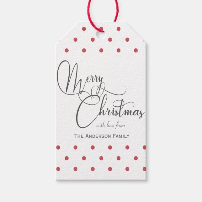 Red polka dots gift tags (Front)