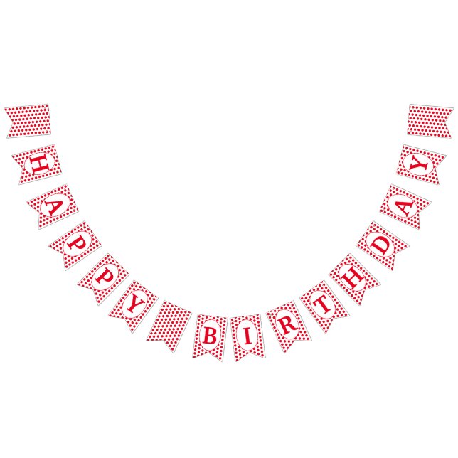 Red polka dots Happy Birthday Bunting Flags (All)