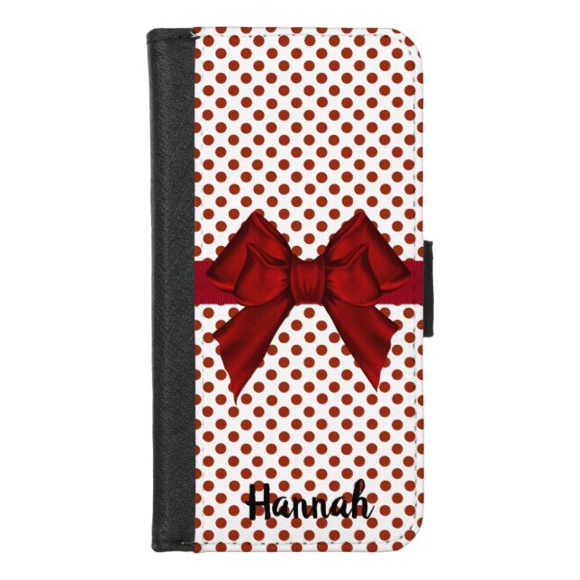 Red Polka Dots iPhone Wallet Case (Front)