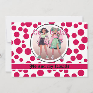 red polka dots on a white background invitation