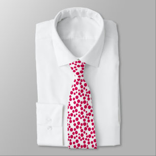 red polka dots on a white background neck tie