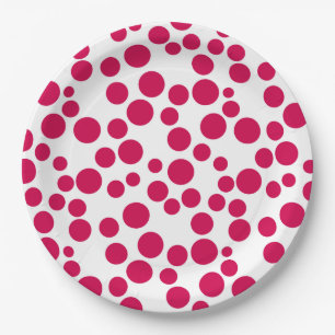 red polka dots on a white background paper plates