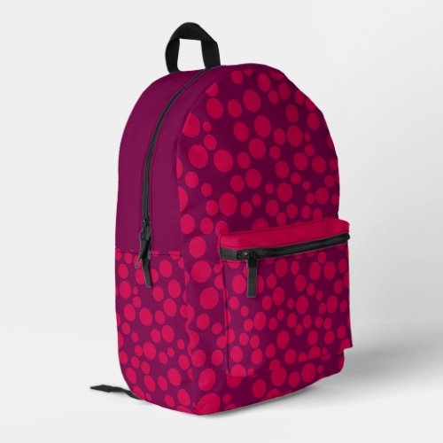 red polka dots on a white background printed backpack