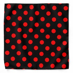 Red Polka Dots on Black Bandana