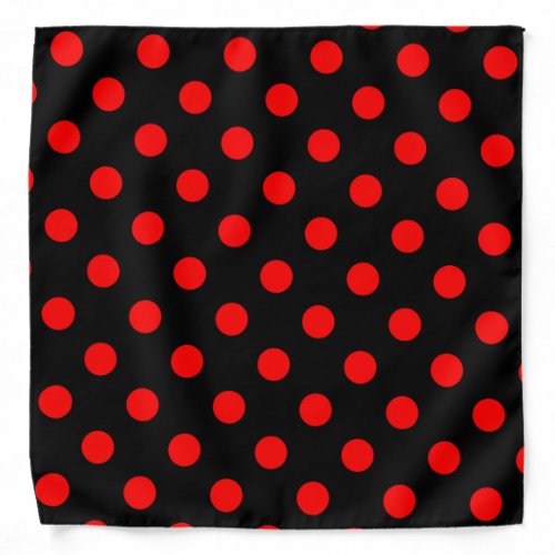 Red Polka Dots on Black Bandana