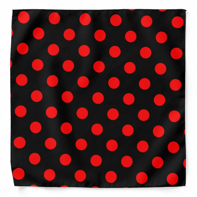 Red Polka Dots on Black Bandana (Front)