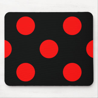 Red Polka Dots on Black Mousepad