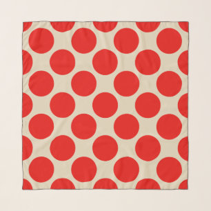 Red Polka Dots on Custom Cream Scarf