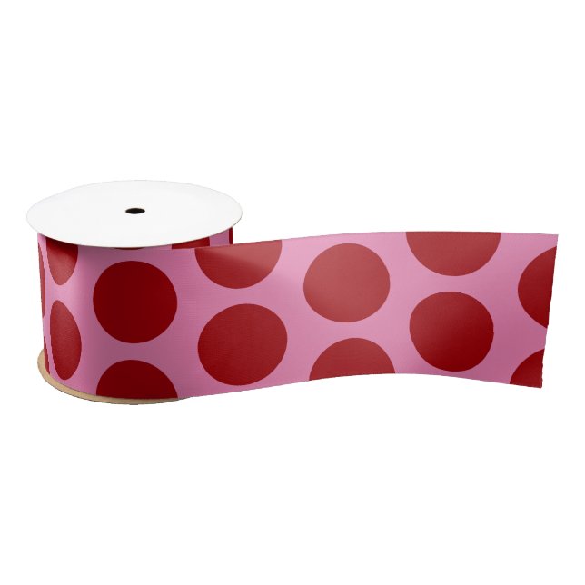 Red Polka Dots on Pink Cute Ribbon (Spool)