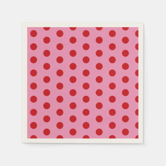 Red Polka Dots on Pink Napkins
