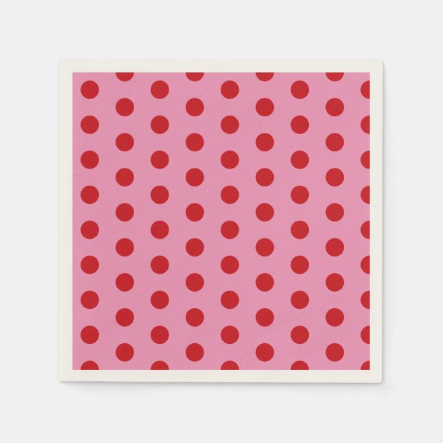 Red Polka Dots on Pink Napkins (Front)
