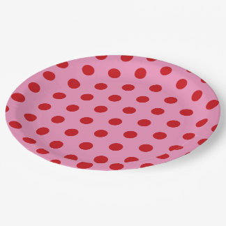 Red Polka Dots on Pink Paper Plates