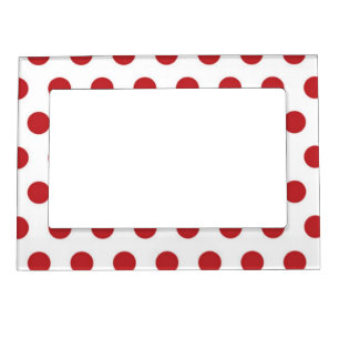 Red Polka Dots On White Background Magnetic Frame