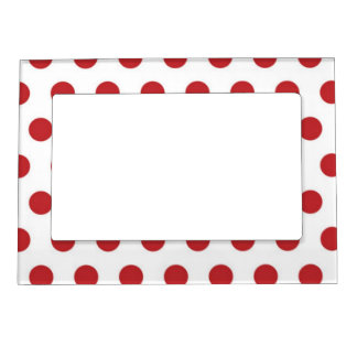 Red Polka Dots On White Background Magnetic Frame
