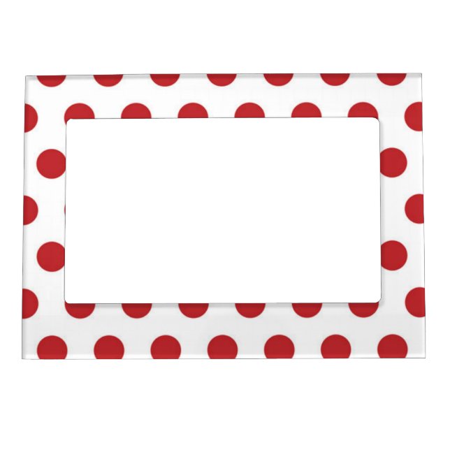Red Polka Dots On White Background Magnetic Frame (Front)