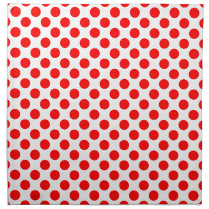 Red Polka Dots on White Cloth Napkin