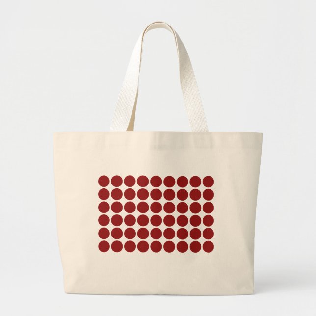 Red Polka Dots on White Large Tote Bag (Front)