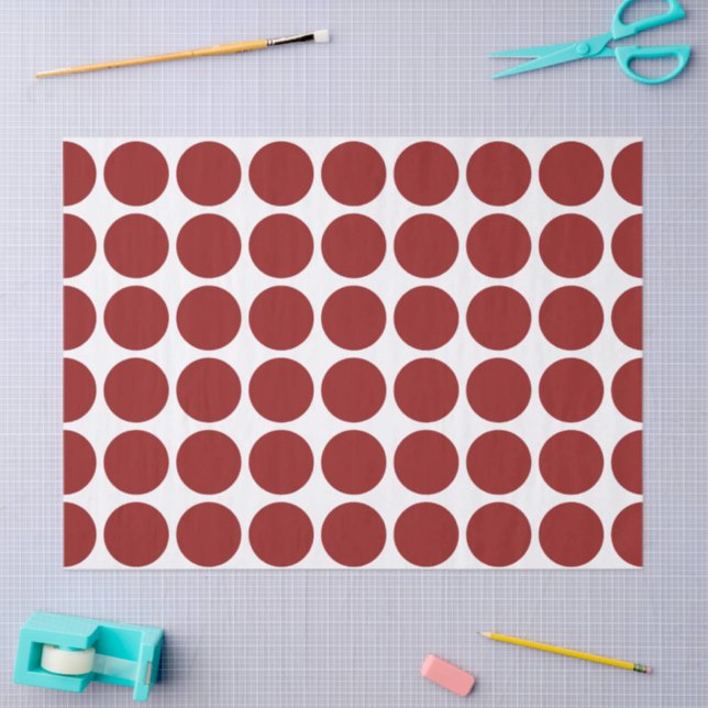 Red Polka Dots on White Tissue Paper (Craft)