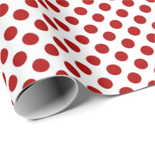 red polka dots on white wrapping paper