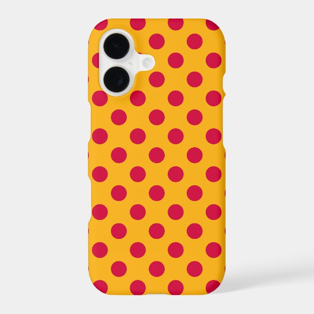 Red polka dots on yellow Case-Mate iPhone case (Back)