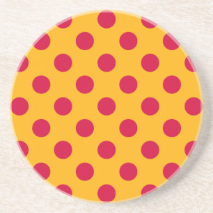Red polka dots on yellow coaster