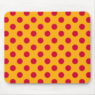 Red polka dots on yellow mouse pad