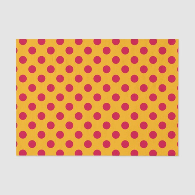 Red polka dots on yellow tissue paper (Front)