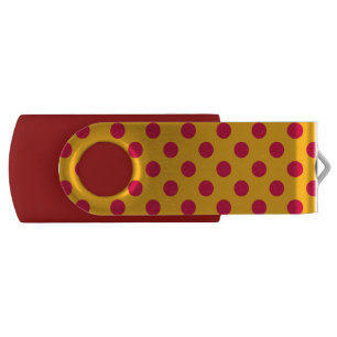Red polka dots on yellow USB flash drive
