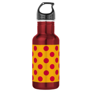 Red polka dots on yellow water bottle