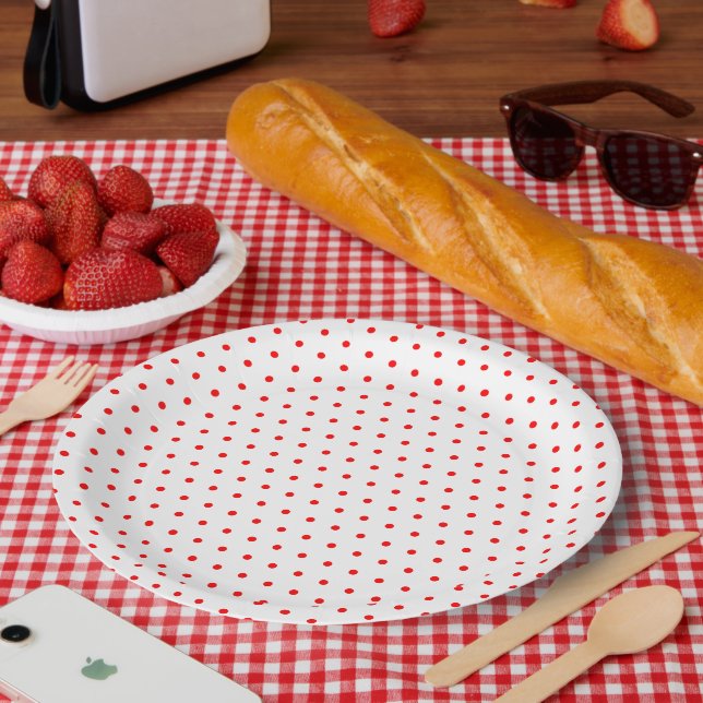 Red Polka Dots Paper Plates (Picnic)