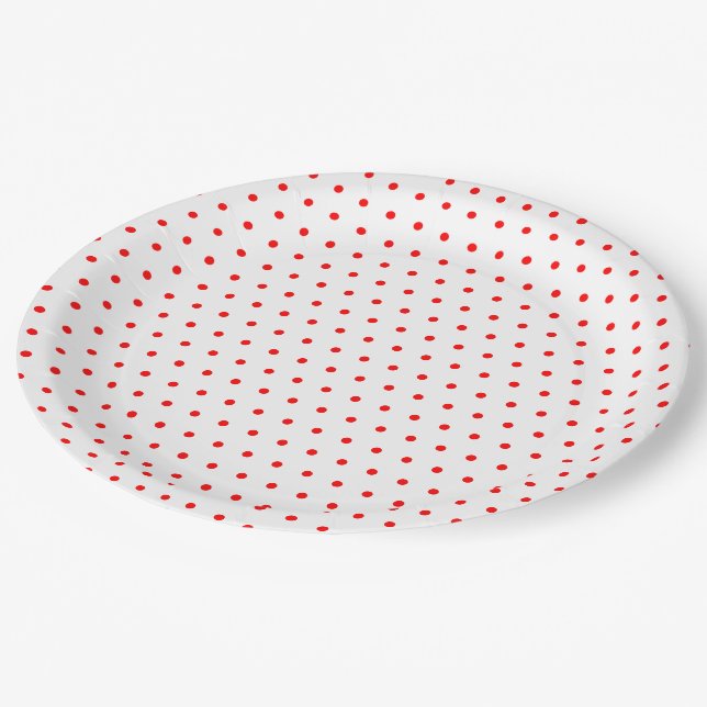 Red Polka Dots Paper Plates (Angled)