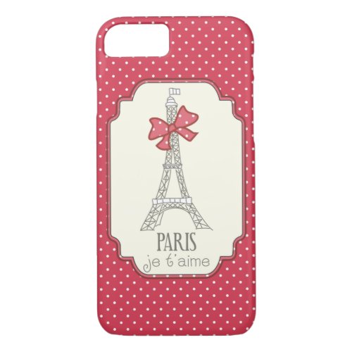 Red Polka Dots Paris Je taime iPhone 87 Case