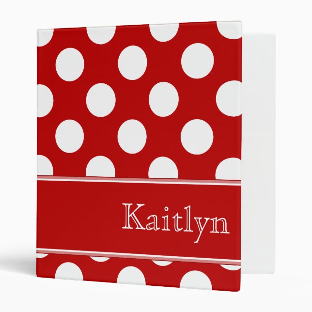Red Polka Dots Personalized Binder (Front/Inside)