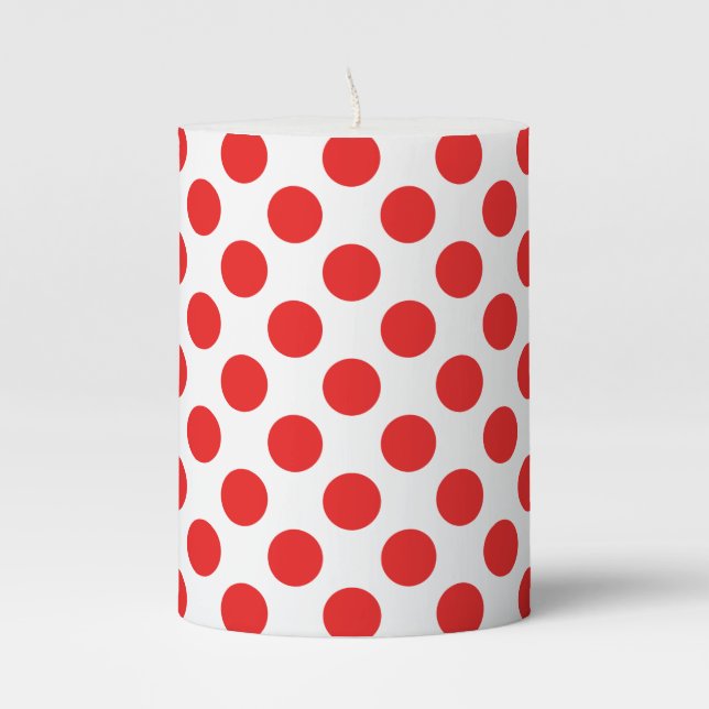 Red Polka Dots Pillar Candle (Front)